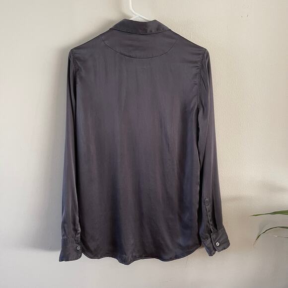 J. Crew Always Button-Up Womens 4 Tall Dark Gray Silk Casual Minimalist Classic - Picture 2 of 6
